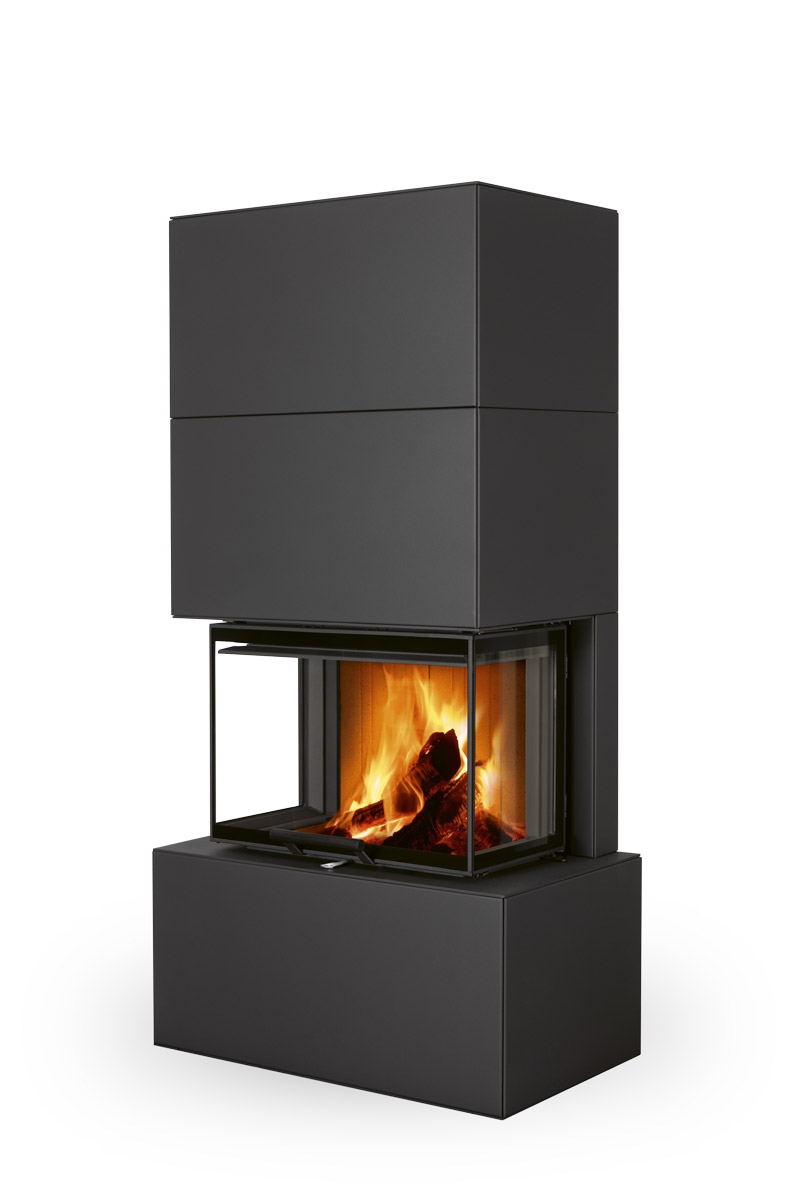 C RHEA FLAM | - design Steel LUCERIA fireplace accumulation